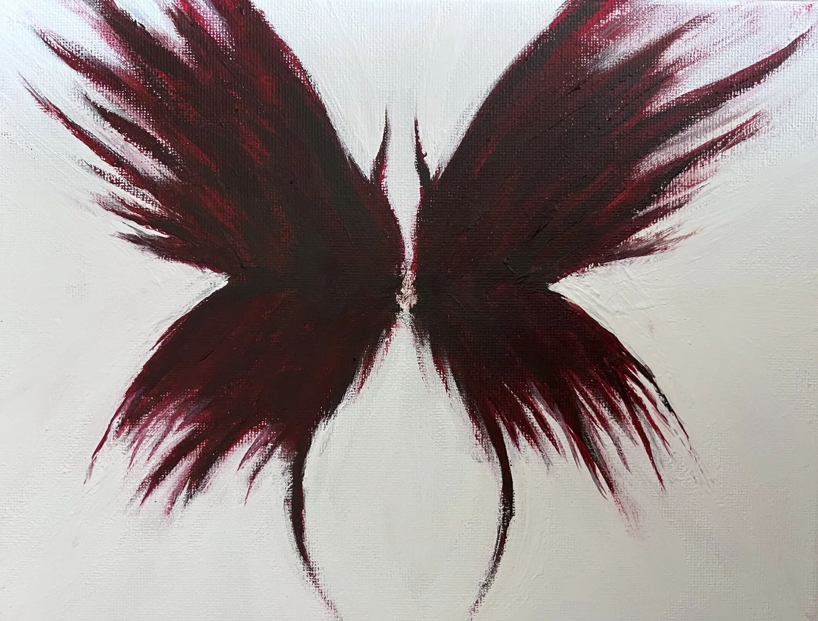 Crimson wings, acrylic on canvas